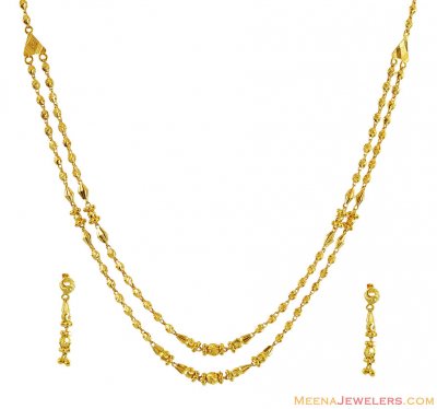 22K Gold Fancy Layered Necklace Set ( Light Sets )