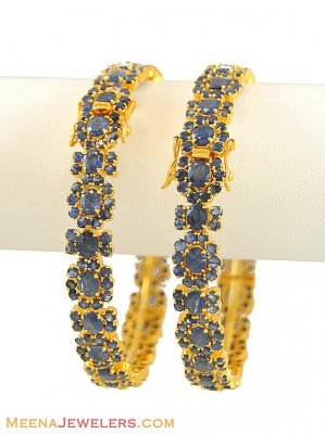 22Kt Gold Bangles With Sapphire ( Precious Stone Bangles )