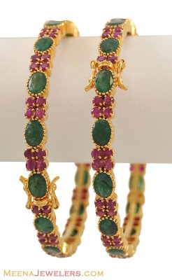 22K Ruby and Emerald Bangles ( Precious Stone Bangles )