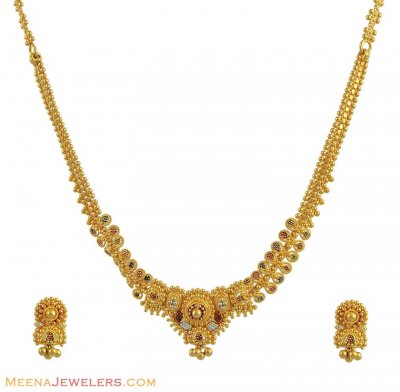 22k 2 Tone Necklace Set ( 22 Kt Gold Sets )