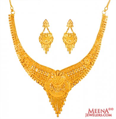 22 Karat Gold Necklace Earring Set ( 22 Kt Gold Sets )
