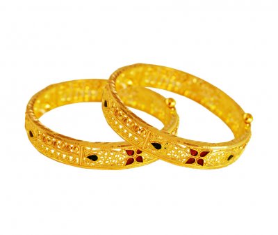 22K Gold Meena Kids Bangle (2 Pcs) ( Baby Bangles )