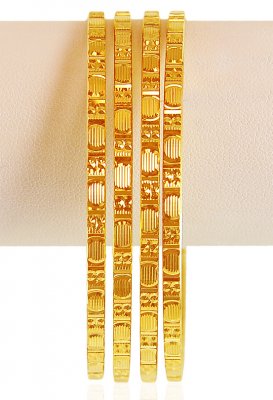 22kt Gold Machine Bangles (4 Pcs) ( Gold Bangles )