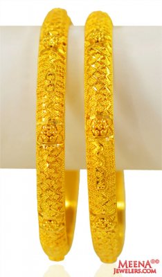 22KT Gold Filigree Bangles(2pcs) ( Gold Bangles )