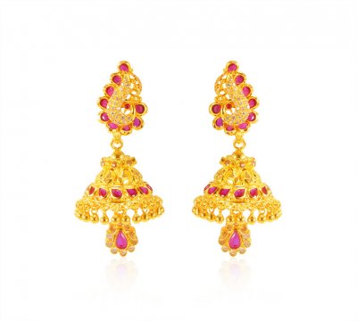 22Karat Gold Designer Earrings ( 22Kt Gold Fancy Earrings )