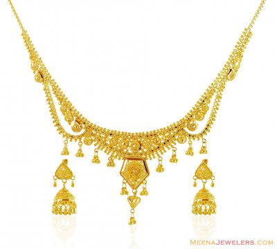 Beautiful 22K Gold Neckalce Set ( Light Sets )