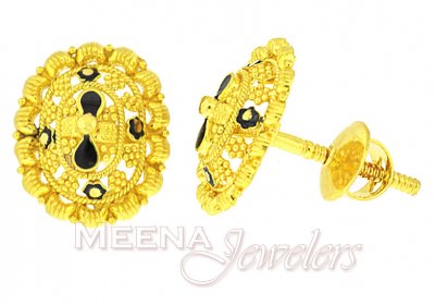 22Kt Gold Earrings with Meena ( 22 Kt Gold Tops )