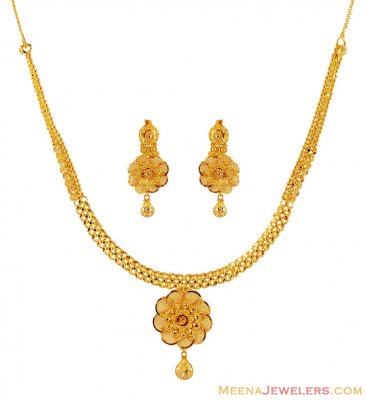 22K Designer Floral Necklace Set ( 22 Kt Gold Sets )