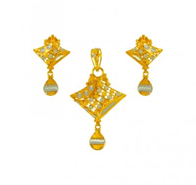 22Karat Gold Two Tone Pendant Set ( Gold Pendant Sets )