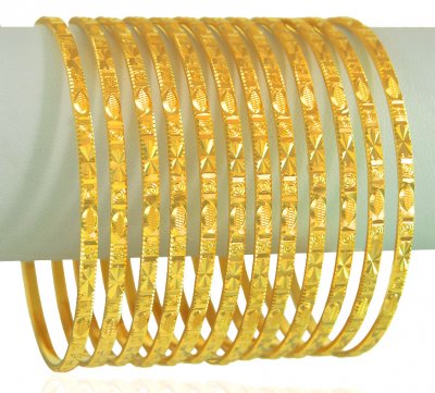 22k Gold Bangles Set (Set of 10) ( Set of Bangles )