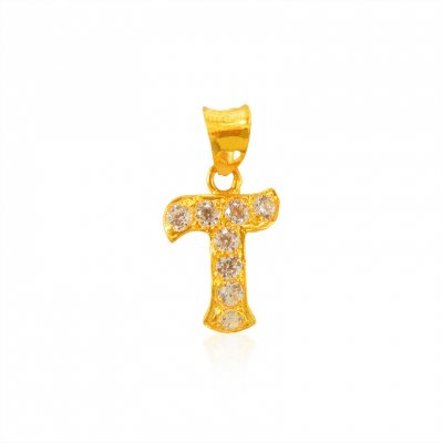 Gold Pendant with Initial (T) ( Initial Pendants )