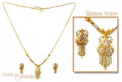 22K Yellow Gold Three Piece Necklace Set ( Light Sets )