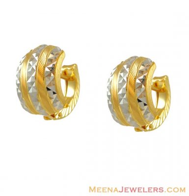 22k Two Tone Clip On Earrings ( Clip On Earrings )