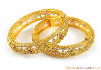 Polki Diamond Kadas (22k Gold) ( Diamond Bangles )