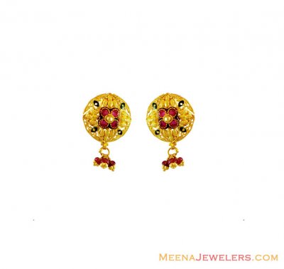 Filigree Gold Ruby Tops 22K Gold  ( 22 Kt Gold Tops )