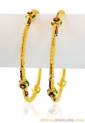 Beautiful Gold Meena Bangles (2PC) ( Gold Bangles )