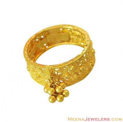 22K Fancy Filigree Gold Wide Band ( Ladies Gold Ring )