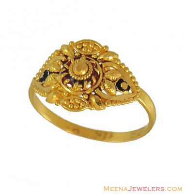 Indian Filigree Ring (22kt Gold) - BjRi9027 - 22kt Gold Baby Ring with ...