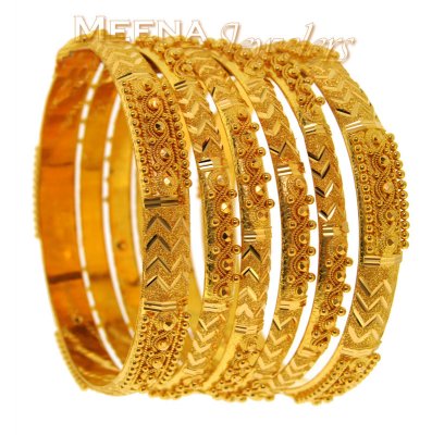 22Kt Gold Handmade Bangles ( Set of Bangles )