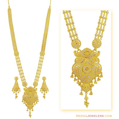 22K Two Tone Patta Necklace Set ( Bridal Necklace Sets )