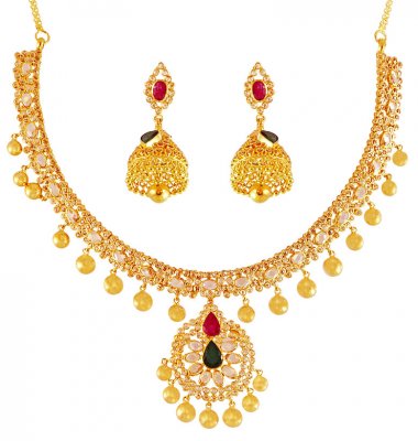 Designer 22K Necklace Earring Set ( Gold Designer Sets )