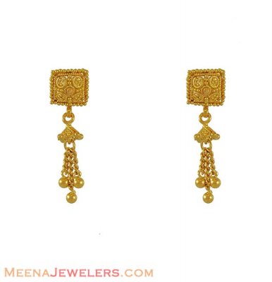 22k Gold Filigree Earrings ( 22Kt Gold Fancy Earrings )