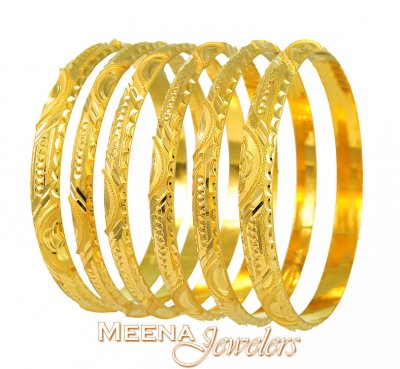 Handmade Gold Bangles (Set of six) ( Set of Bangles )