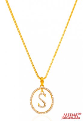 22K Gold Initial Pendant (Letter S) ( Initial Pendants )