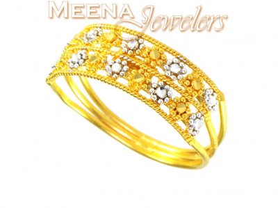 22K Gold Ladies 2 Tone Ring ( Ladies Gold Ring )