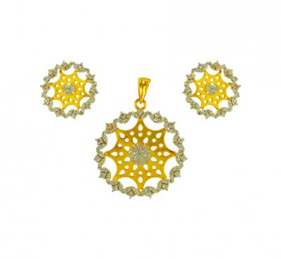 22 Karat Gold Designer Pendant Set ( Precious Stone Pendant Sets )