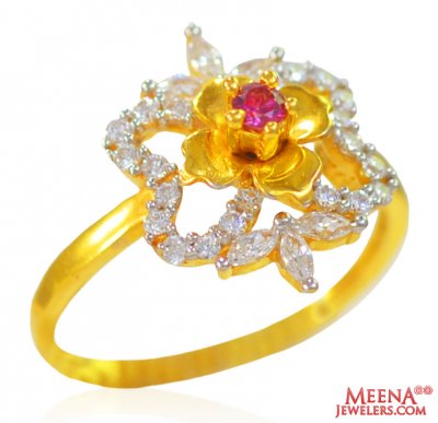 22K Gold Floral Ring for ladies ( Ladies Signity Rings )