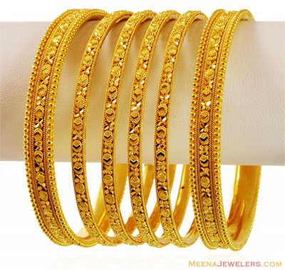 22K Yellow Gold Bangles Set ( Set of Bangles )