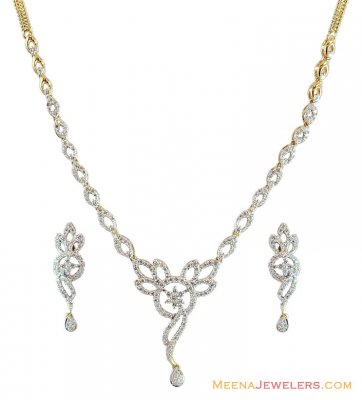 18K Gold Diamond Necklace Set ( Diamond Necklace Sets )