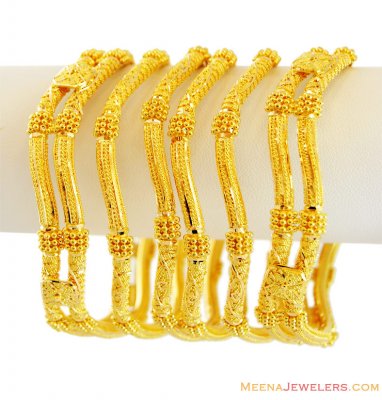 22K Gold Filigree Bangles Set(6 Pc) ( Set of Bangles )