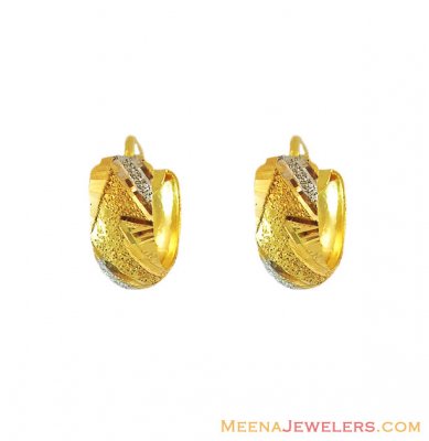 Two Tone Clip On Earrings 22K ( Clip On Earrings )