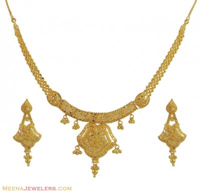 22k Yellow Gold Necklace Set ( 22 Kt Gold Sets )