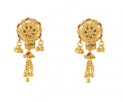 22Kt Gold Multi Tone Earrings ( 22Kt Gold Fancy Earrings )