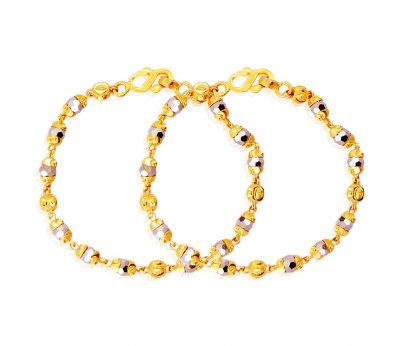 22k Gold Kids Maniya 2PCs ( Black Bead Bracelets )