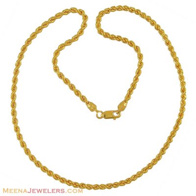22Kt Rope Chain (16 Inch) ( Plain Gold Chains )