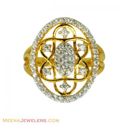 22K Cz Fancy Gold Ring ( Ladies Signity Rings )