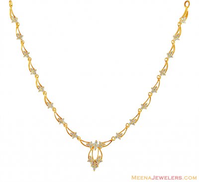 22K Gold CZ Necklace Only ( Light Sets )