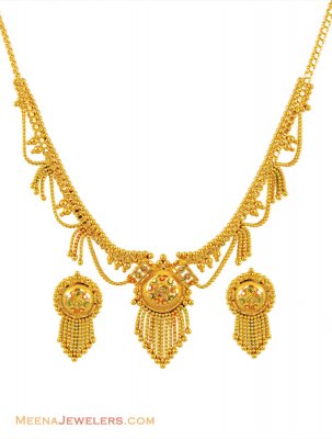 22k Gold Three Tone Necklace Set ( Light Sets )