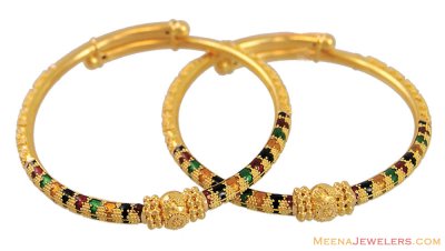 22K Meenakari Kids Bangles (Pair) ( Baby Bangles )