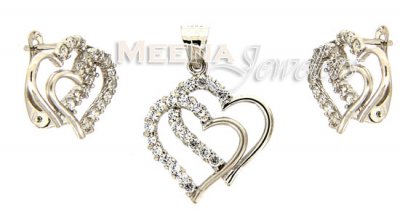 18 Kt White Gold Pendant Sets ( White Gold Pendant Sets )