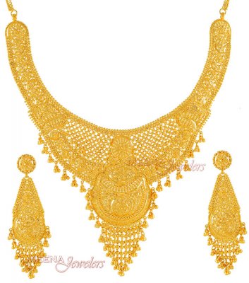 22Kt Gold Filigree Set ( Bridal Necklace Sets )