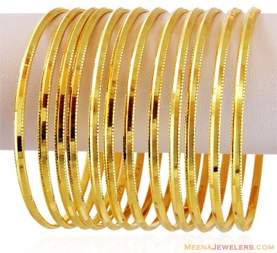 22k Plain Gold Bangles Set (8 pcs) ( Set of Bangles )