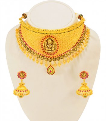 22KT Gold Designer Choker Set ( Gold Designer Sets )