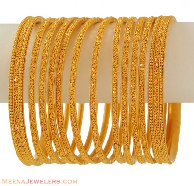 Filigree bangles in 22k gold (10 middle ones only) ( Set of Bangles )