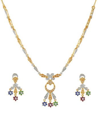 22K Fancy Necklace Set ( Gold Designer Sets )