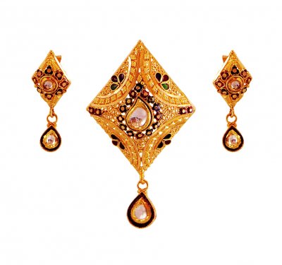 Meenakari Gold Pendant Set ( Gold Pendant Sets )